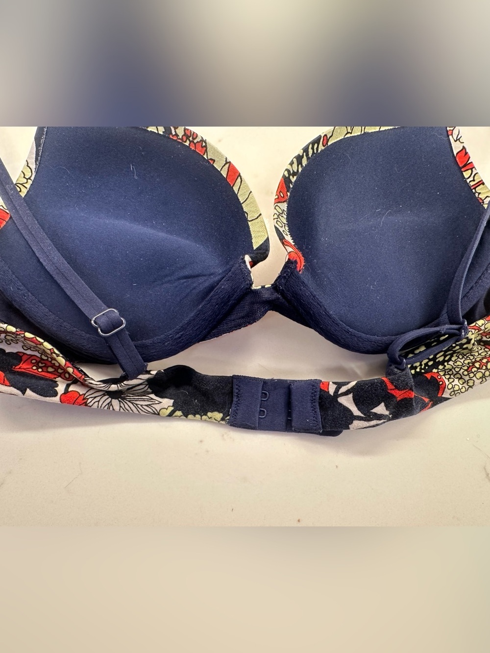 Victorias Secret Very Sexy Push-Up Bra Women’s Size 34A Navy Blue Floral - Picture 6 of 6